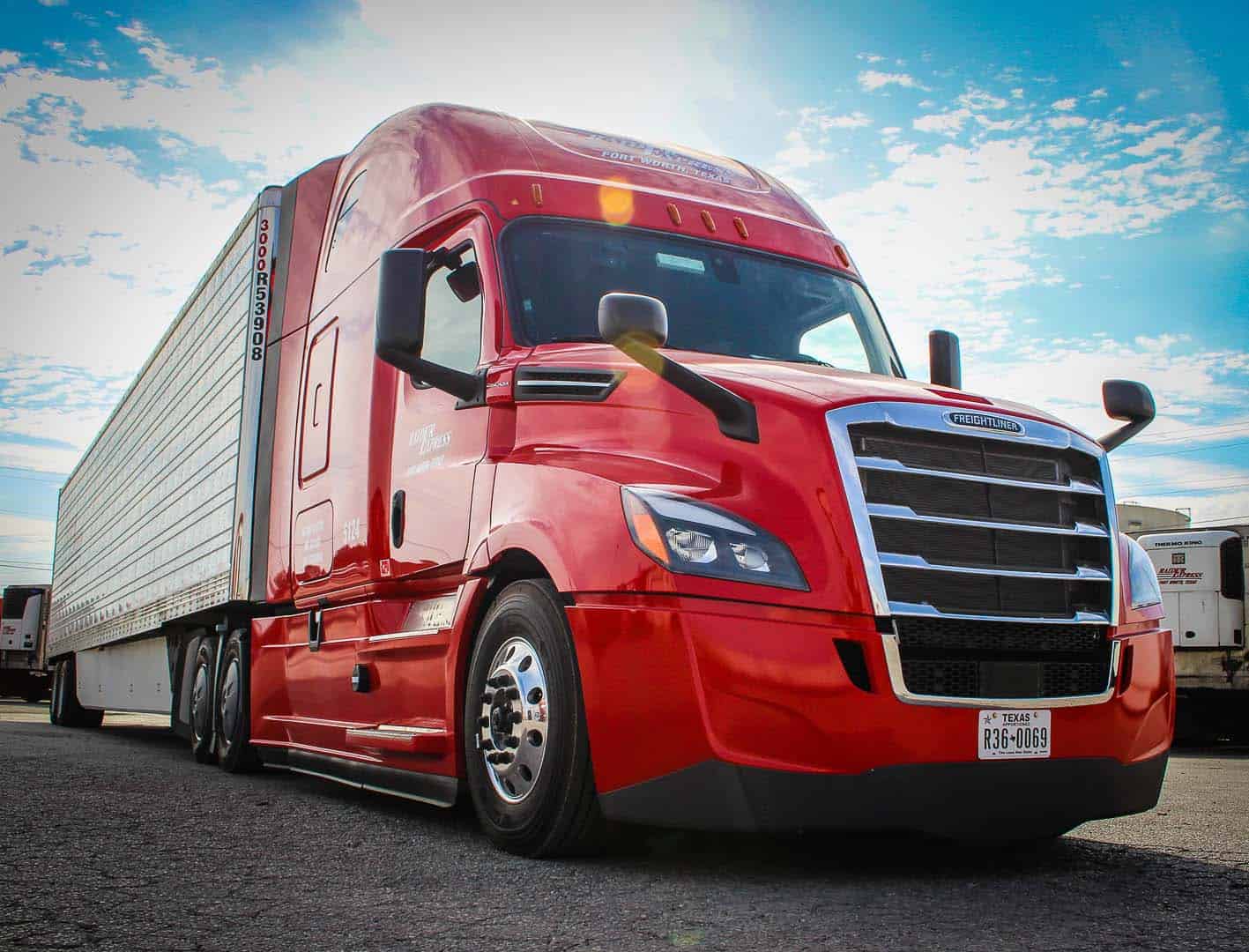 Raider Express truck at the Fort Worth CDL School training yard